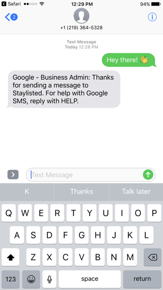 Google Messaging Automatic Reply