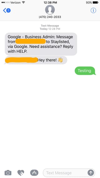 Google Messaging Incoming Message