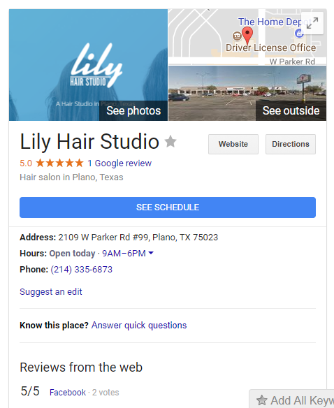 Live in SERPs Example Live in SERPs Example