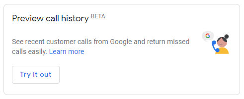 Call Tracking GMB Beta Screenshot