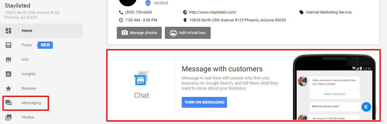 Google Messaging Dashboard