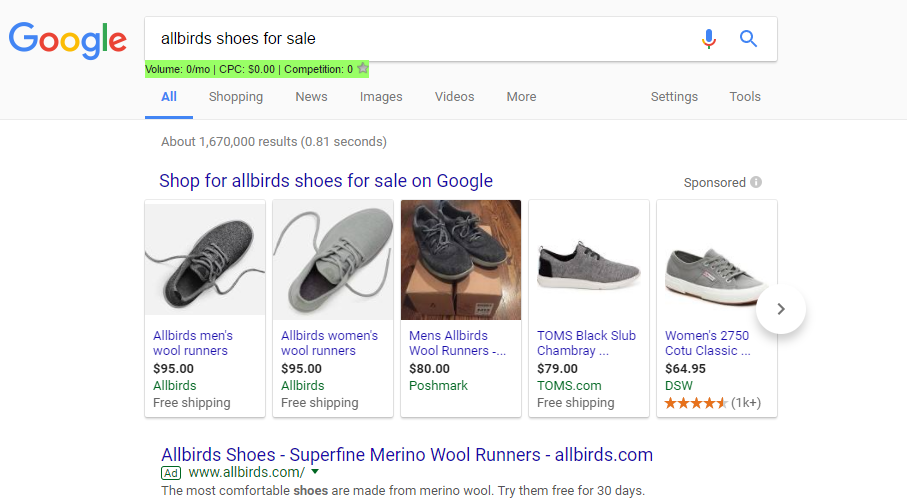 allbird shoe shopping ad