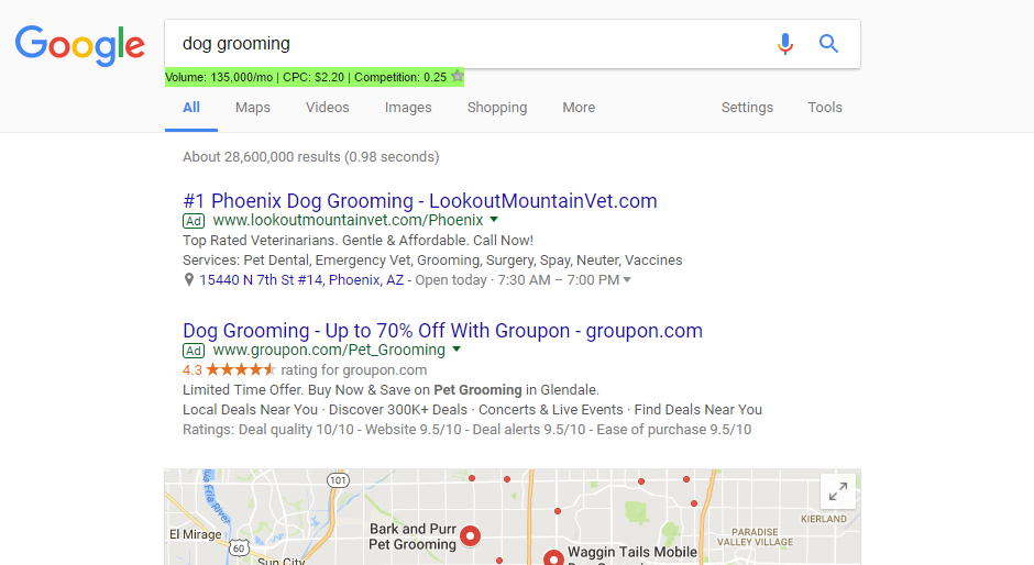 dog grooming adwords